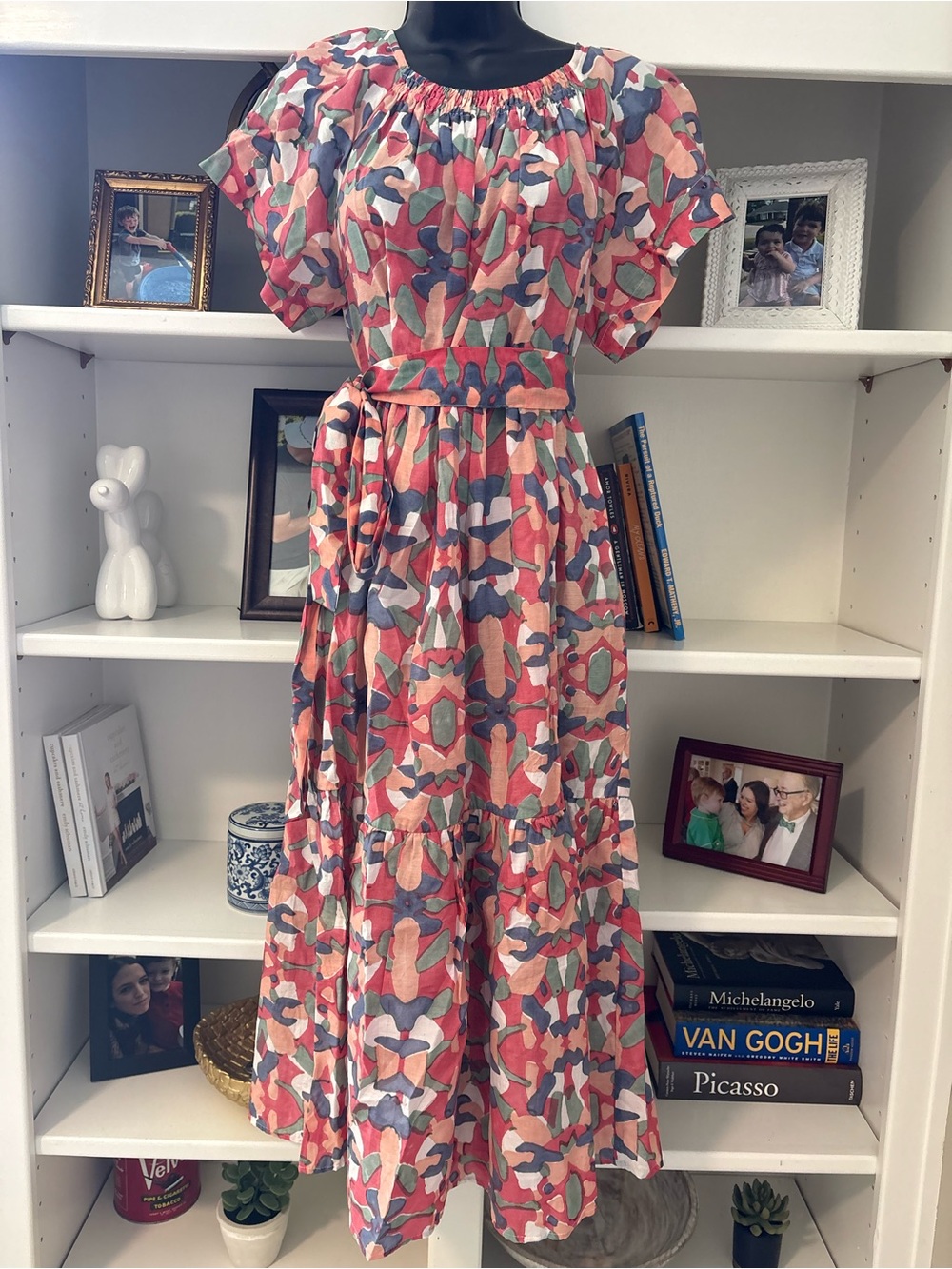 Floral Camouflage Pink Maxi Dress with Belt